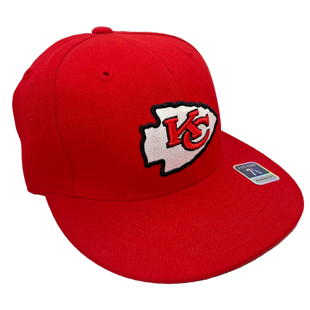 Kansas City Chiefs Reebok Flat Bill Fitted Hat Size 7 1/4 Vintage Deadstock - Picture 3 of 7